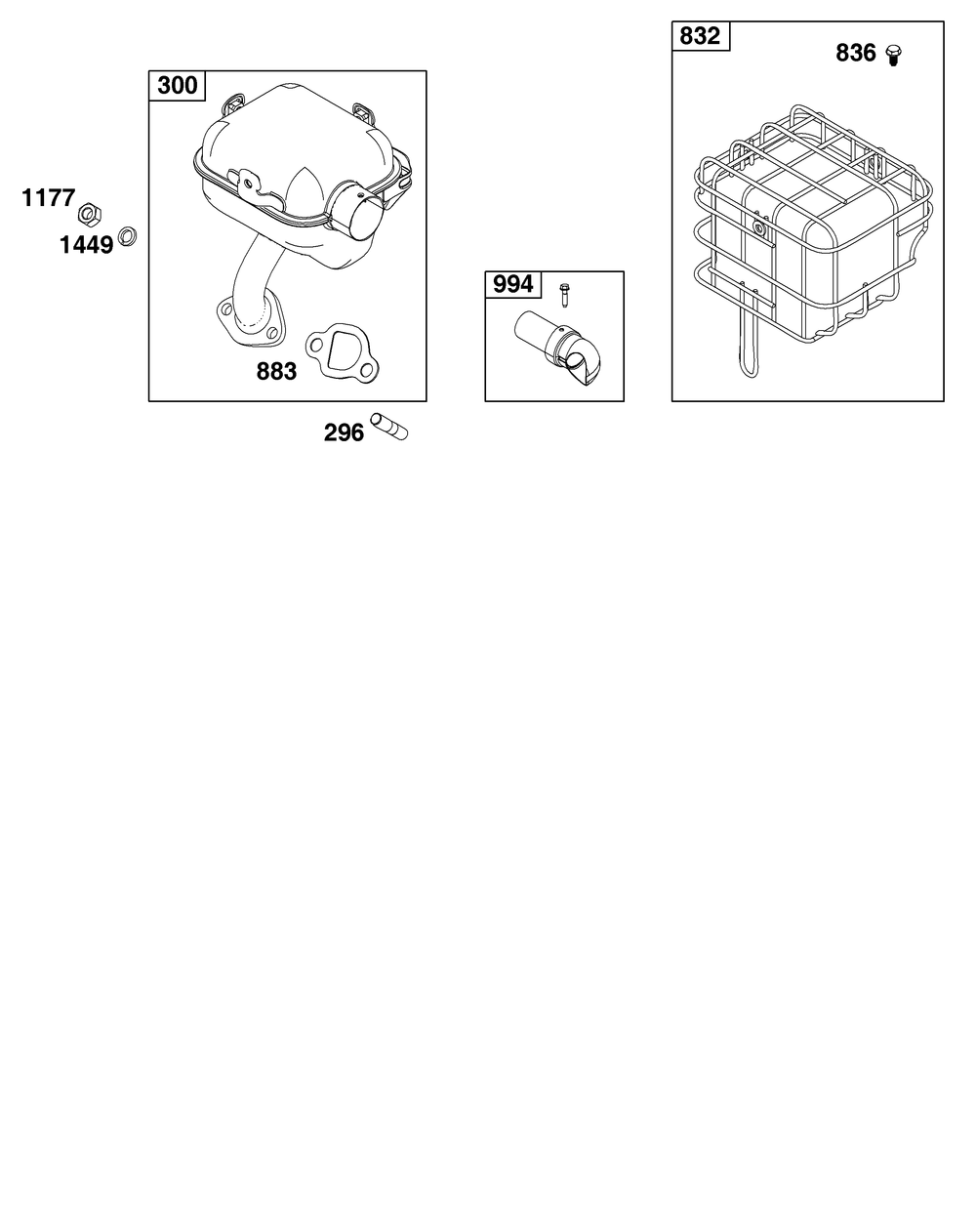 Exhaust Group Diagram and Parts List for 130G32-0120-H5 100000 - 19Z999 Briggs and Stratton Engine